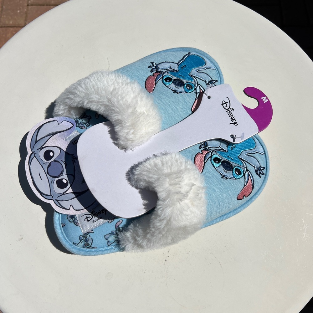 Disney Blue and White Plush Slippers